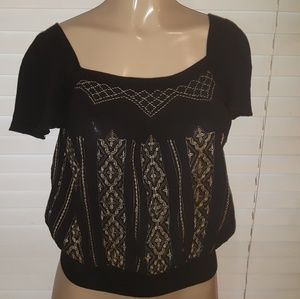Free People Embroidered Crop Top Size 4